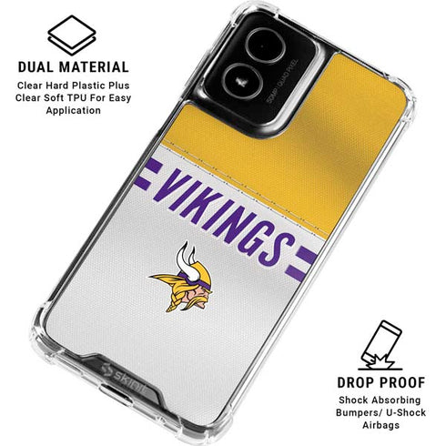 NFL Minnesota Vikings White Striped Moto G Power 5G (2024) Clear Case