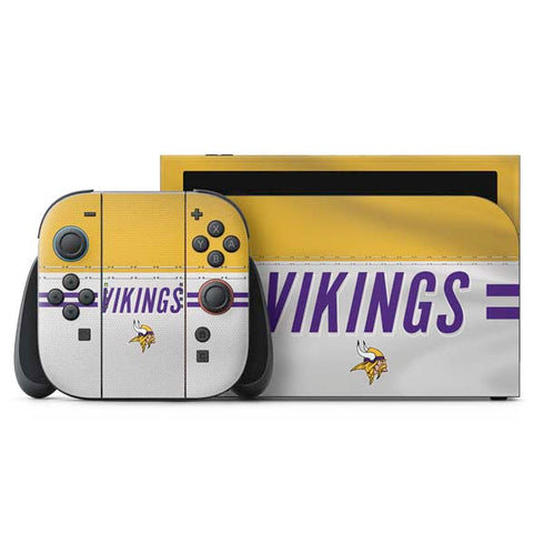 NFL Minnesota Vikings White Striped Nintendo Switch 2 (2025) with Joy-Con Skin