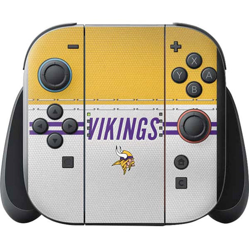 NFL Minnesota Vikings White Striped Nintendo Switch 2 (2025) with Joy-Con Skin