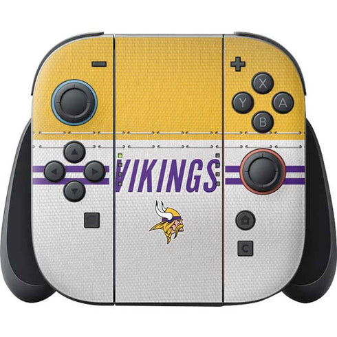 NFL Minnesota Vikings White Striped Nintendo Switch 2 (2025) Joy-Con Controller Skin