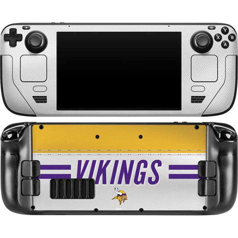 NFL Minnesota Vikings White Striped Steam Deck Handheld Gaming Computer OLED Skin
