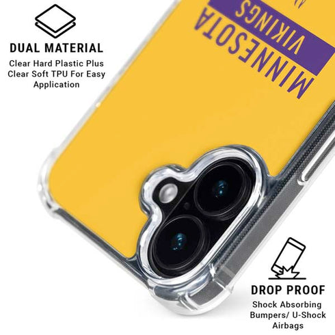 NFL Minnesota Vikings Yellow Performance Series iPhone 16 Plus Clear Case