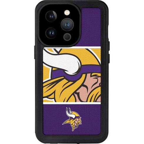 NFL Minnesota Vikings Zone Block iPhone 15 Pro Waterproof Case
