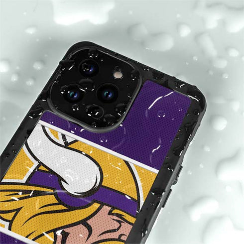NFL Minnesota Vikings Zone Block iPhone 15 Pro Waterproof Case