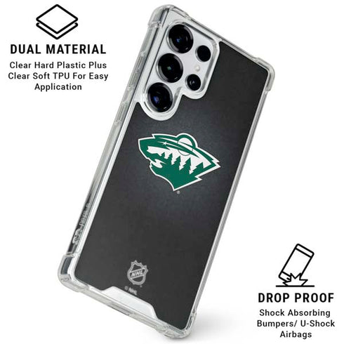 NHL Minnesota Wild Black Background Galaxy S26 Ultra Clear Case