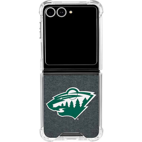 NHL Minnesota Wild Black Background Galaxy Z Flip7 Clear Case