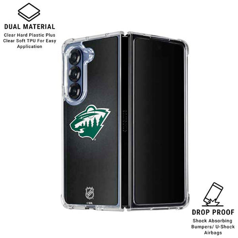 NHL Minnesota Wild Black Background Galaxy Z Fold6 Clear Case