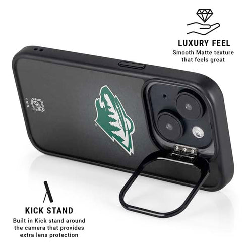 NHL Minnesota Wild Black Background iPhone 14 Kickstand Case