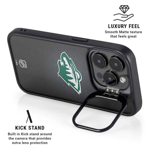 NHL Minnesota Wild Black Background iPhone 14 Pro Kickstand Case