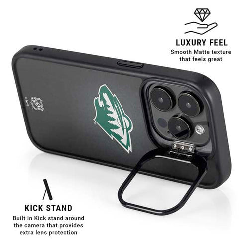NHL Minnesota Wild Black Background iPhone 14 Pro Max Kickstand Case
