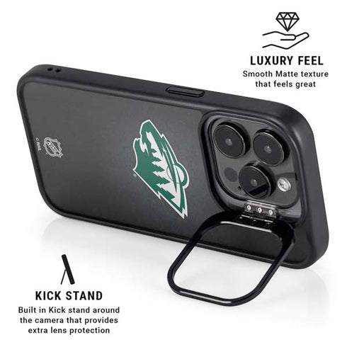 NHL Minnesota Wild Black Background iPhone 15 Pro Kickstand Case