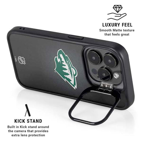 NHL Minnesota Wild Black Background iPhone 15 Pro Max Kickstand Case