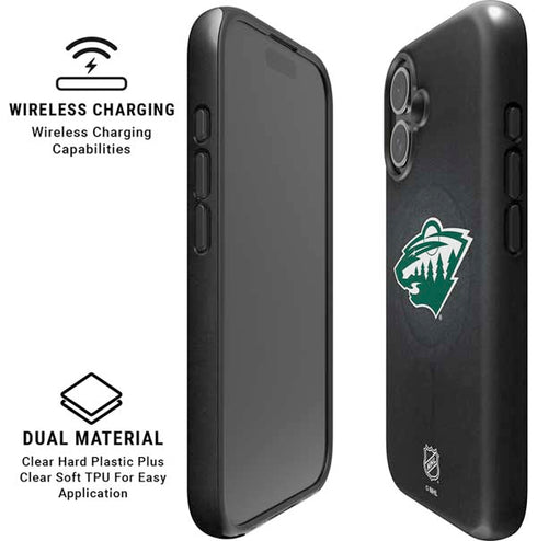 NHL Minnesota Wild Black Background iPhone 16 Magsafe Impact Case