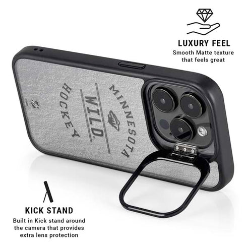 NHL Minnesota Wild Black Text iPhone 14 Pro Kickstand Case