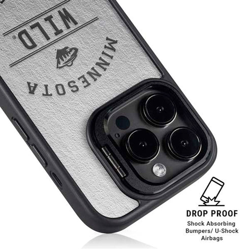 NHL Minnesota Wild Black Text iPhone 14 Pro Kickstand Case