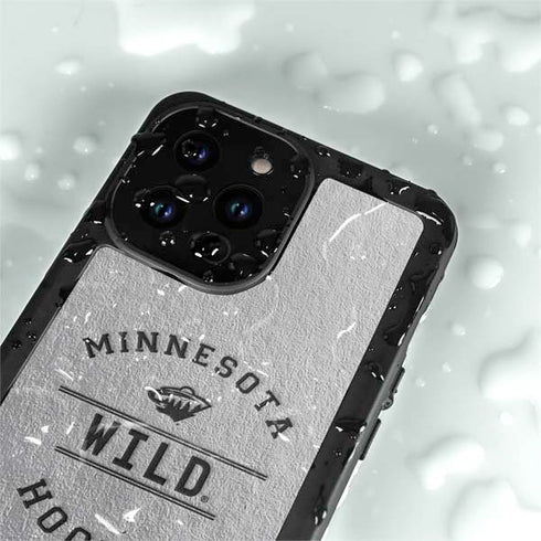 NHL Minnesota Wild Black Text iPhone 15 Pro Waterproof Case