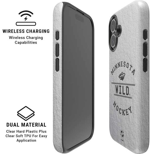 NHL Minnesota Wild Black Text iPhone 16 Magsafe Impact Case