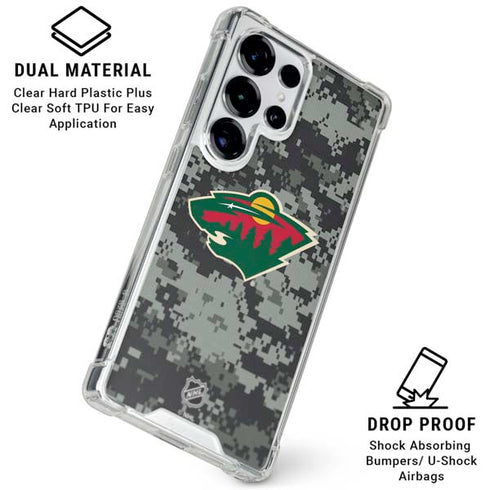 NHL Minnesota Wild Camo Galaxy S25 Ultra Clear Case