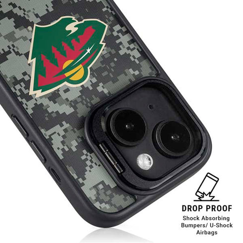 NHL Minnesota Wild Camo iPhone 14 Kickstand Case