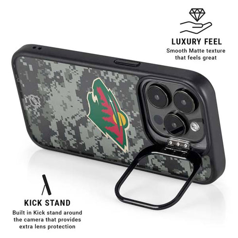 NHL Minnesota Wild Camo iPhone 14 Pro Max Kickstand Case