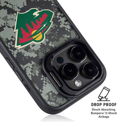 NHL Minnesota Wild Camo iPhone 14 Pro Max Kickstand Case