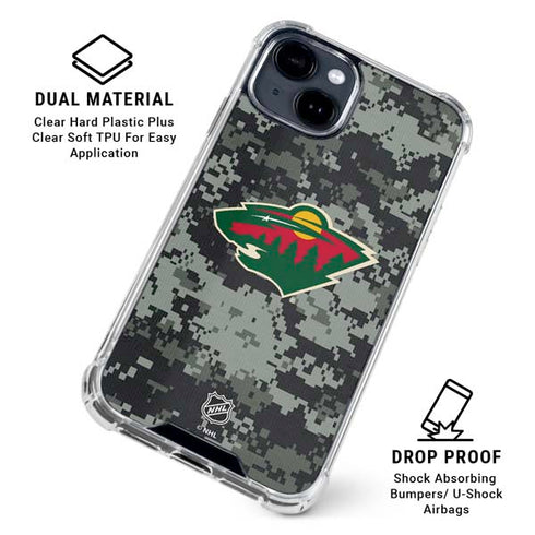 NHL Minnesota Wild Camo iPhone 15 Clear Case