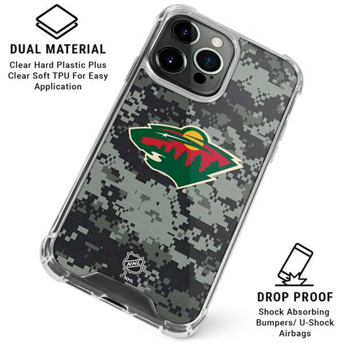 NHL Minnesota Wild Camo iPhone 16 Pro Clear Case