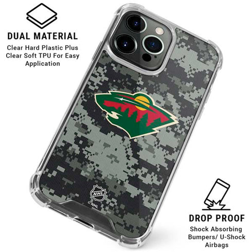 NHL Minnesota Wild Camo iPhone 16 Pro Max Clear Case
