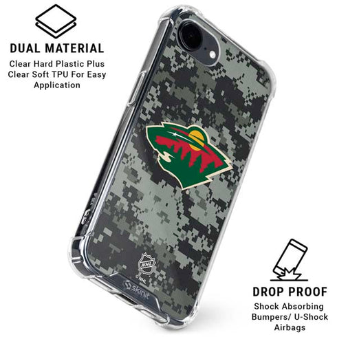 NHL Minnesota Wild Camo iPhone 16e Clear Case