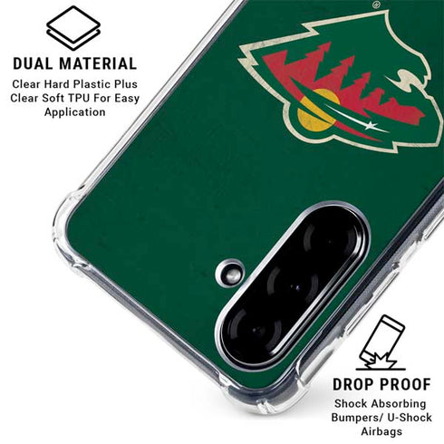NHL Minnesota Wild Distressed Galaxy A36 5G Clear Case