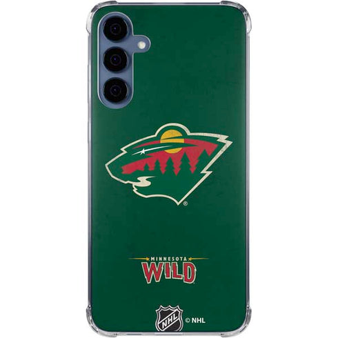 NHL Minnesota Wild Distressed Galaxy A55 5G Clear Case