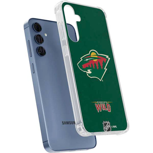 NHL Minnesota Wild Distressed Galaxy A55 5G Clear Case