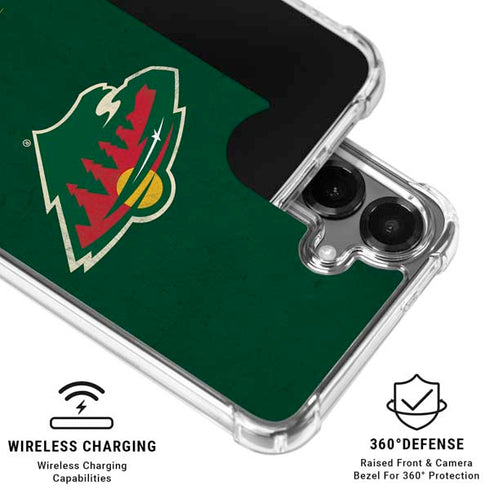 NHL Minnesota Wild Distressed Galaxy S26 Plus Clear Case