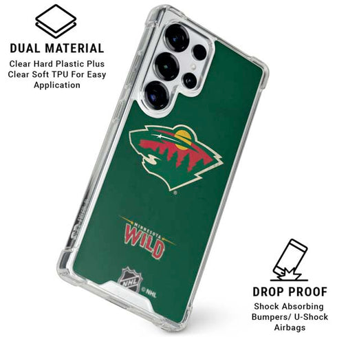 NHL Minnesota Wild Distressed Galaxy S26 Ultra Clear Case