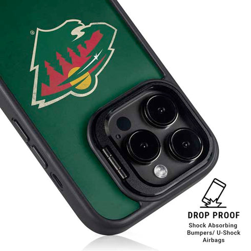 NHL Minnesota Wild Distressed iPhone 14 Pro Kickstand Case