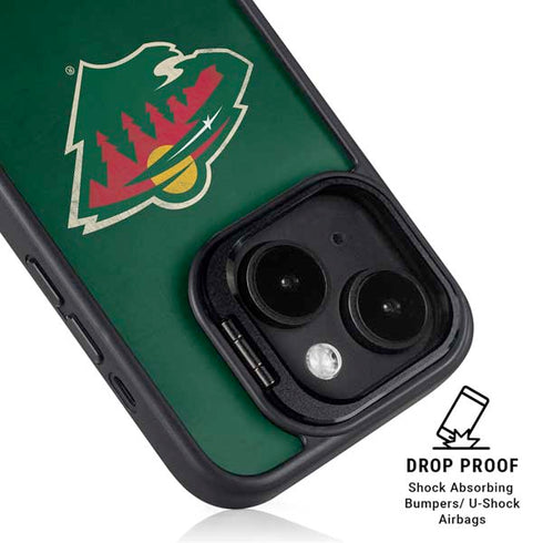 NHL Minnesota Wild Distressed iPhone 15 Plus Kickstand Case