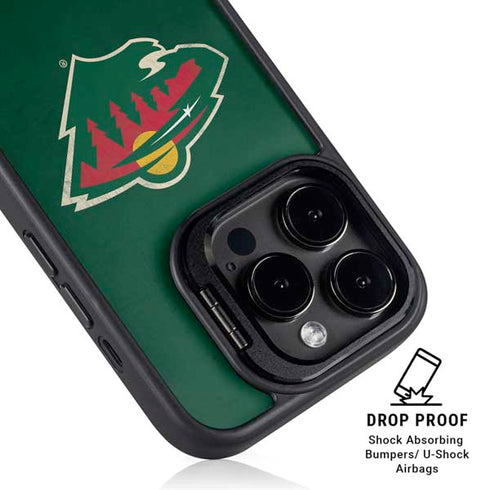NHL Minnesota Wild Distressed iPhone 15 Pro Max Kickstand Case