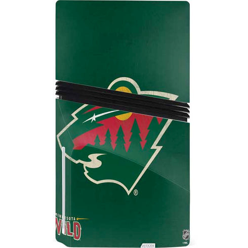 NHL Minnesota Wild Distressed PS5 Pro Disk Console Skin