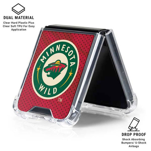 NHL Minnesota Wild Home Jersey Galaxy Z Flip6 Clear Case