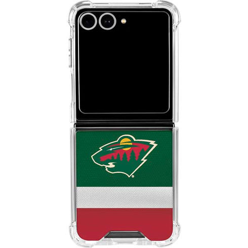 NHL Minnesota Wild Jersey Galaxy Z Flip7 Clear Case