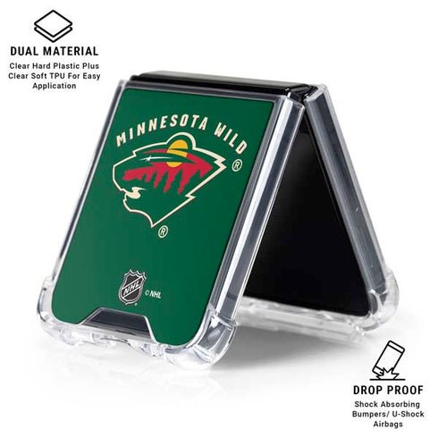 NHL Minnesota Wild Solid Background Galaxy Z Flip6 Clear Case