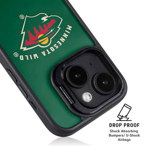NHL Minnesota Wild Solid Background iPhone 15 Plus Kickstand Case
