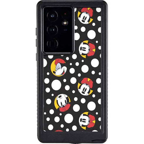 Disney Minnie Mouse Bubbles Face Pattern Galaxy S24 Ultra Waterproof Case