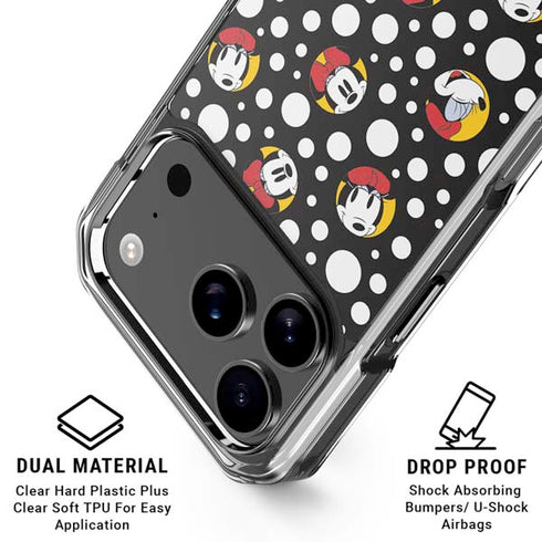 Disney Minnie Mouse Bubbles Face Pattern iPhone 18 Pro Clear Case