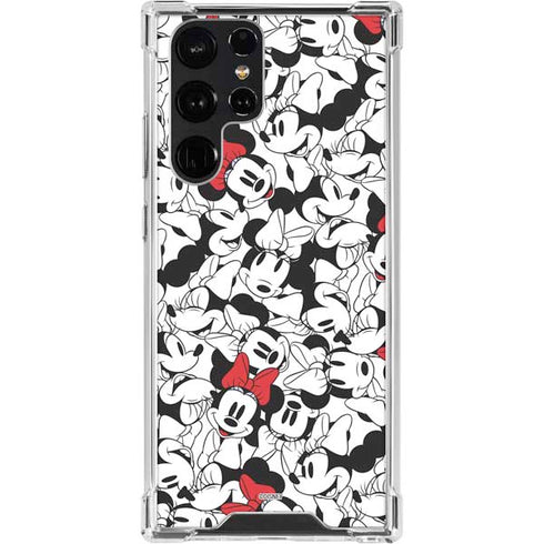 Disney Minnie Mouse Red Color Pop Face Pattern Galaxy S23 Ultra Clear Case