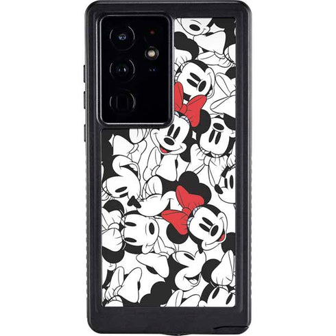 Disney Minnie Mouse Red Color Pop Face Pattern Galaxy S24 Ultra Waterproof Case