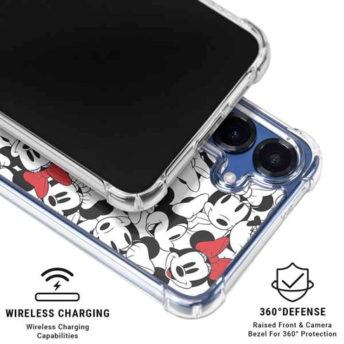 Disney Minnie Mouse Red Color Pop Face Pattern Galaxy S25 Plus Clear Case