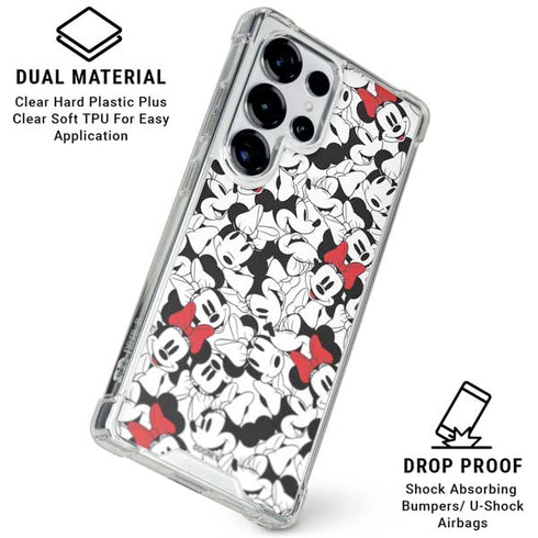 Disney Minnie Mouse Red Color Pop Face Pattern Galaxy S25 Ultra Clear Case