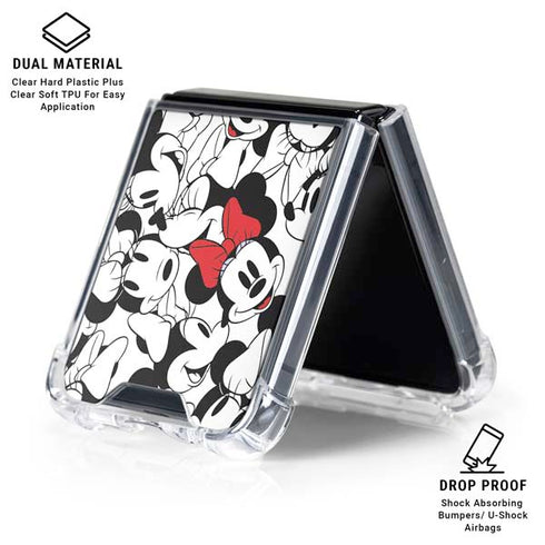 Disney Minnie Mouse Red Color Pop Face Pattern Galaxy Z Flip7 Clear Case