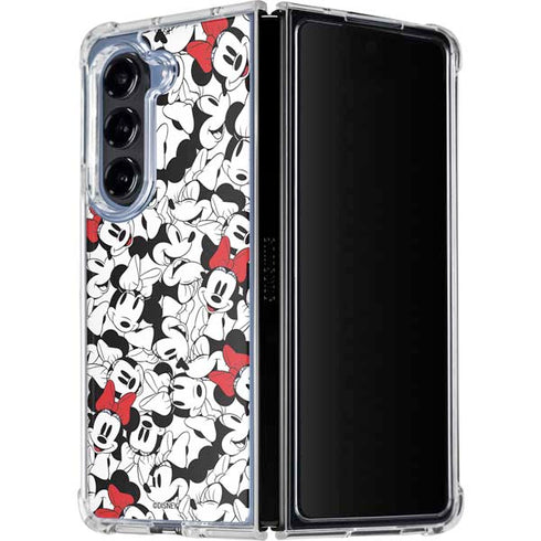 Disney Minnie Mouse Red Color Pop Face Pattern Galaxy Z Fold5 5G Clear Case